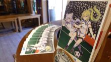 Mehrere Conhefte der Anime-Messe Babelsberg liegt ausgeteilt auf einem Tresen.